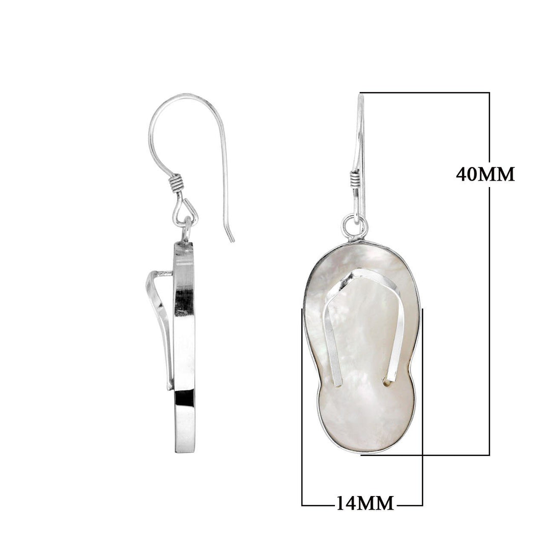 AE-1080-MOP Sterling Silver Fashion Pairs Shoes Earring With Mother Of Pearl Jewelry Bali Designs Inc 