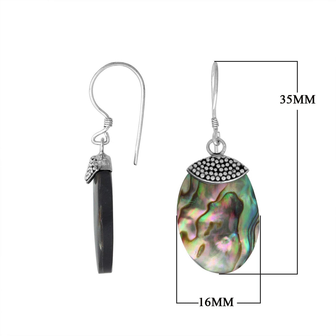 AE-1082-AB Sterling Silver Thumb Shape Earring With Abalone Shell Jewelry Bali Designs Inc 