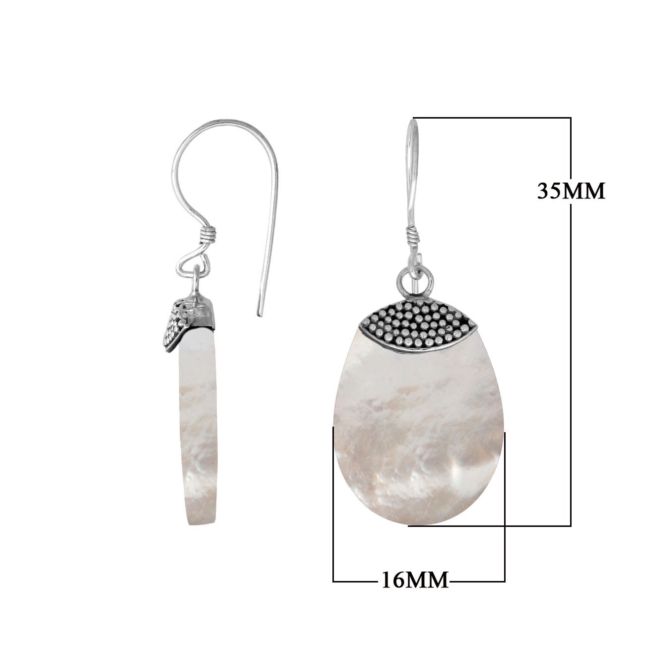 “Wholesale sterling silver oval earrings with Mother of Pearl, handcrafted Bali beadwork 925 silver jewelry for bulk orders”