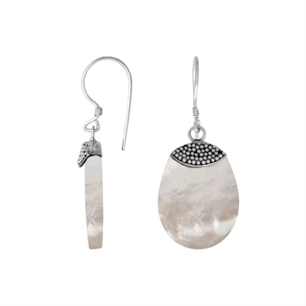AE-1082-SH Sterling Silver Thumb Shape Earring With Shell Jewelry Bali Designs Inc 