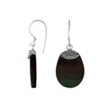 "Wholesale sterling silver black shell oval drop earrings"