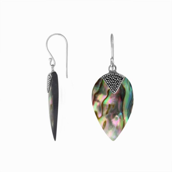 AE-1084-AB Sterling Silver Fancy Shape Earring With Abalone Shell Jewelry Bali Designs Inc 
