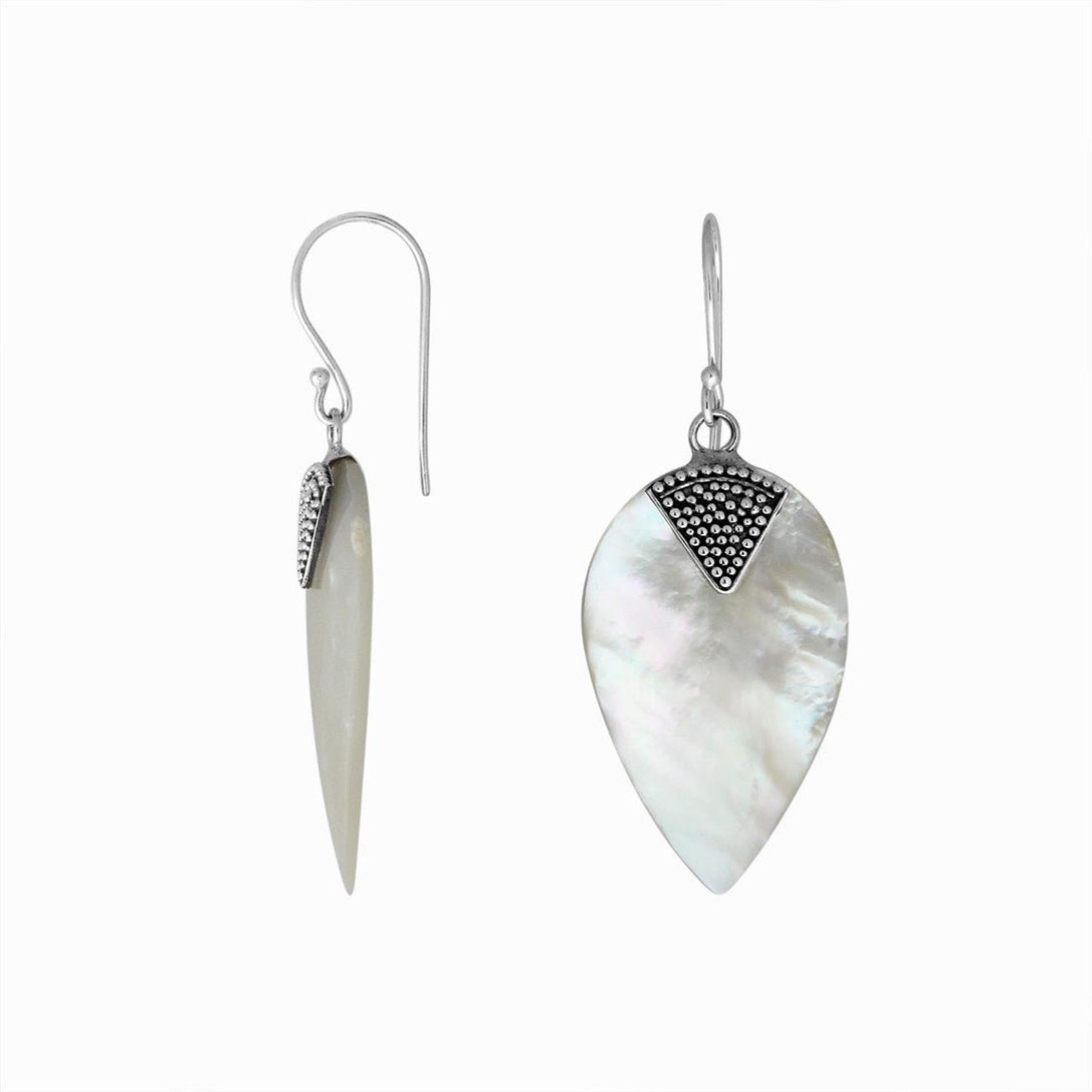 AE-1084-SH Sterling Silver Fancy Shape Earring With Shell Jewelry Bali Designs Inc 