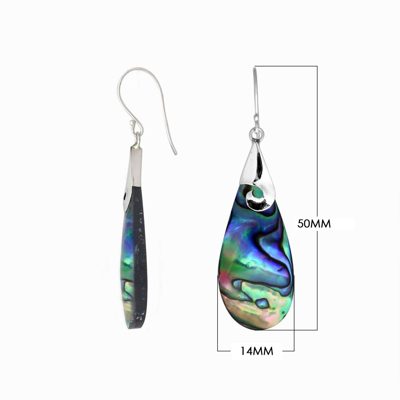 “Wholesale sterling silver drop earrings with natural Abalone shell, handcrafted Bali jewelry with polished silver swirl accents for bulk orders”