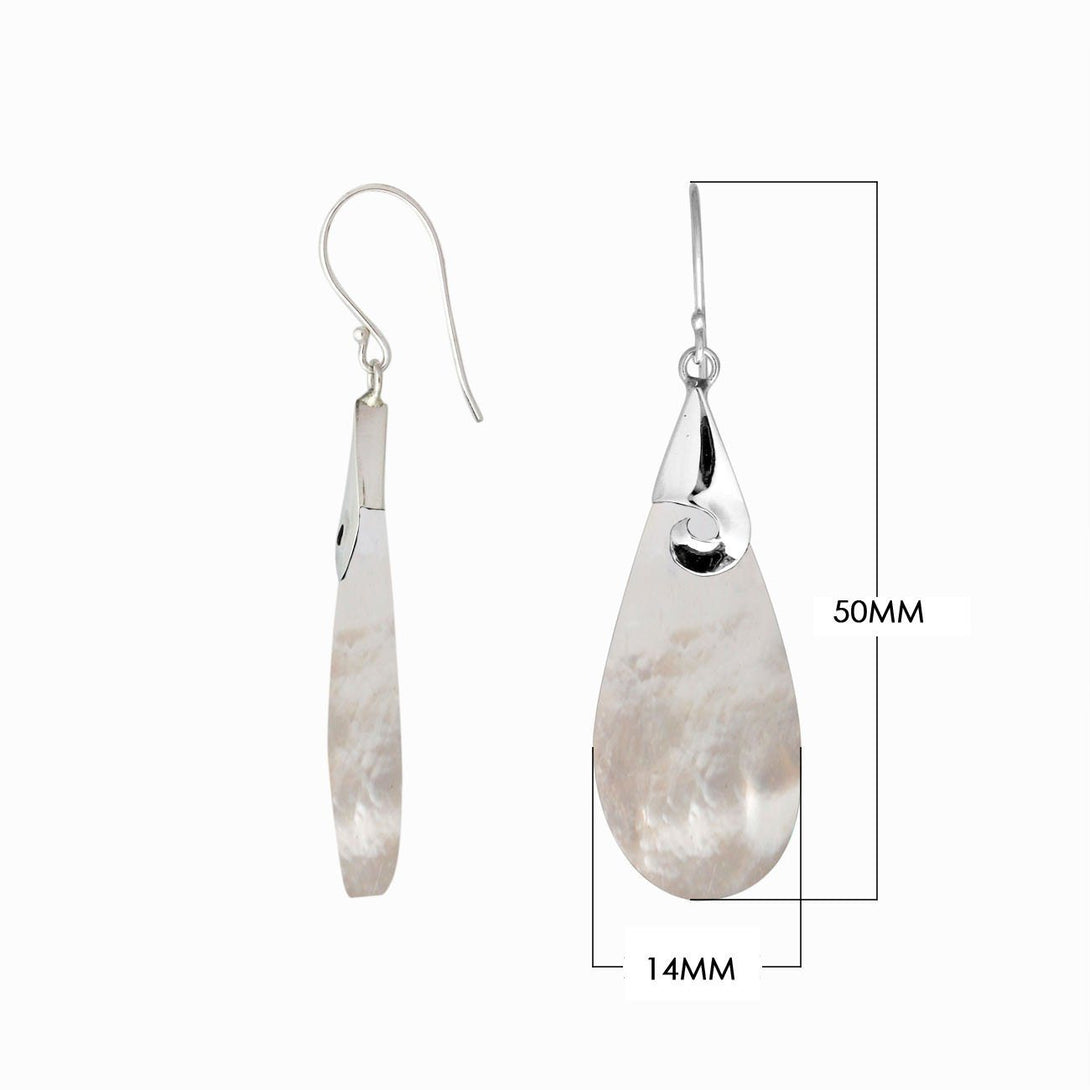 AE-1085-SH Sterling Silver Tears Drop Shape Earring With Shell Jewelry Bali Designs Inc 