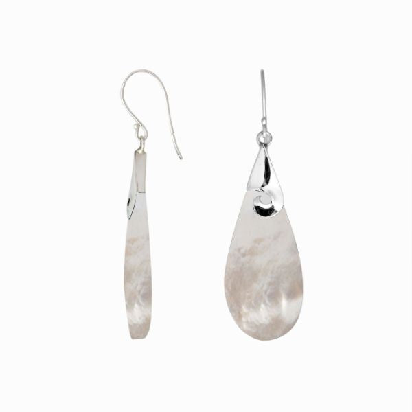 AE-1085-SH Sterling Silver Tears Drop Shape Earring With Shell Jewelry Bali Designs Inc 