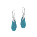 Wholesale sterling silver turquoise Shell teardrop earrings with swirl silver detail, handcrafted in Bali