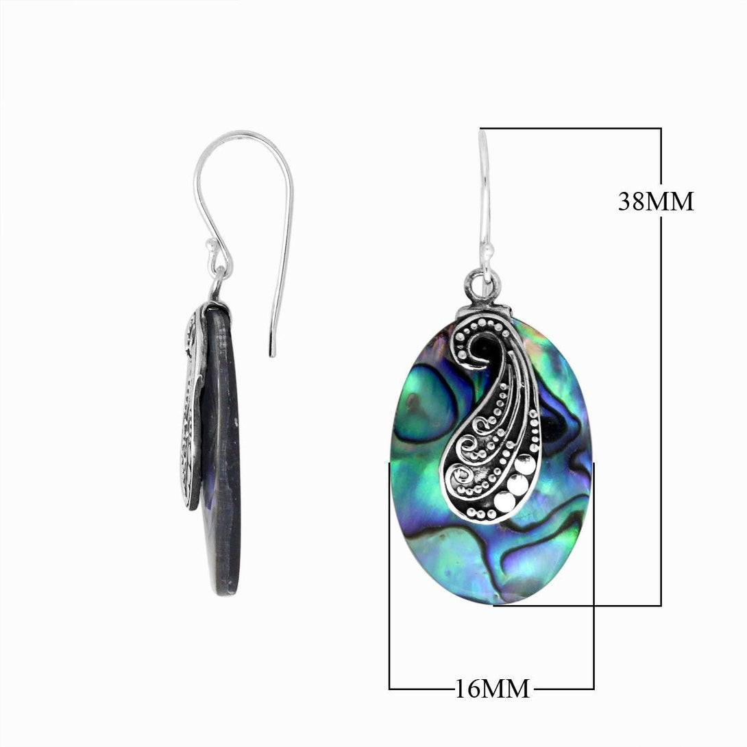 AE-1086-AB Sterling Silver Oval Shape Earring With Abalone Shell Jewelry Bali Designs Inc 