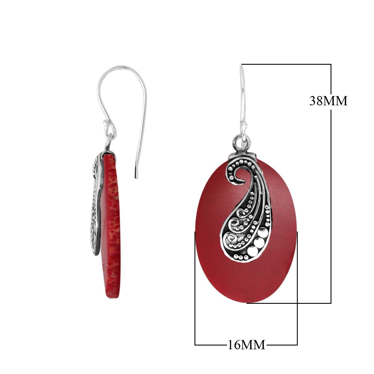 Wholesale sterling silver red coral oval earrings with Balinese silver detailing

Bulk handcrafted red coral gemstone earrings in 925 sterling silver