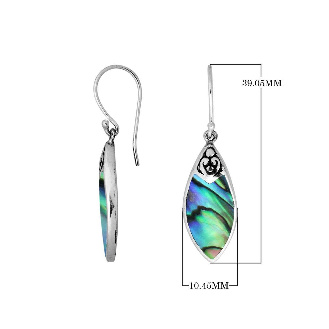 AE-1087-AB Sterling Silver Fancy Shape Earring With Abalone Shell Jewelry Bali Designs Inc 
