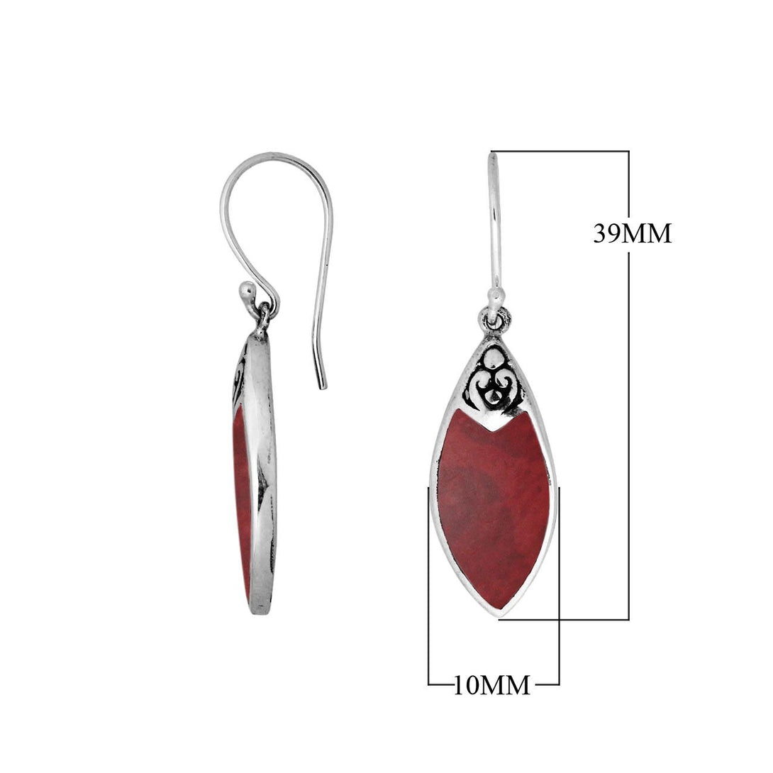 AE-1087-CR Sterling Silver Fancy Shape Earring With Coral Jewelry Bali Designs Inc 