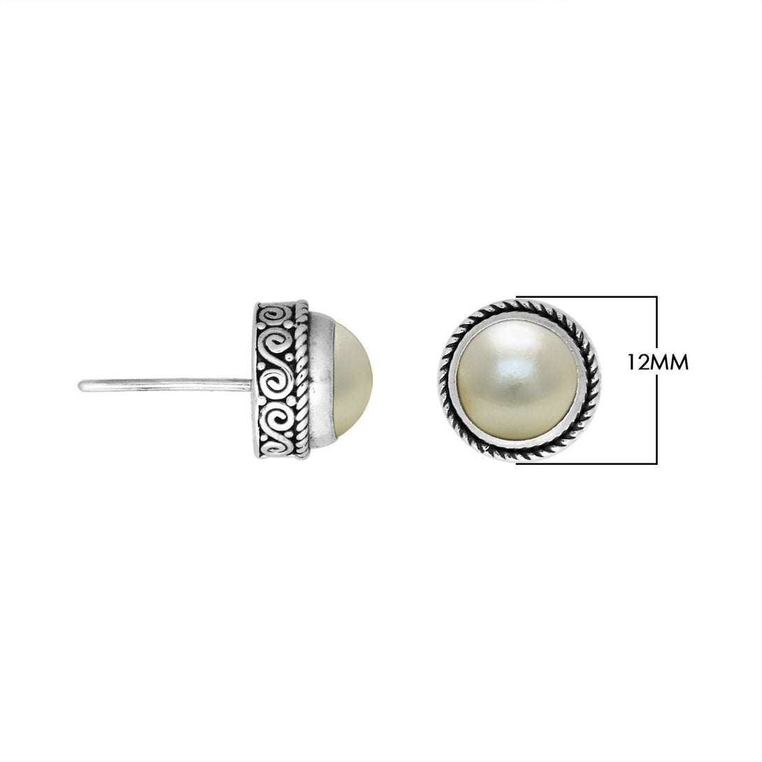 AE-1092-PEW Sterling Silver Earring With Mabe Pearl Jewelry Bali Designs Inc 