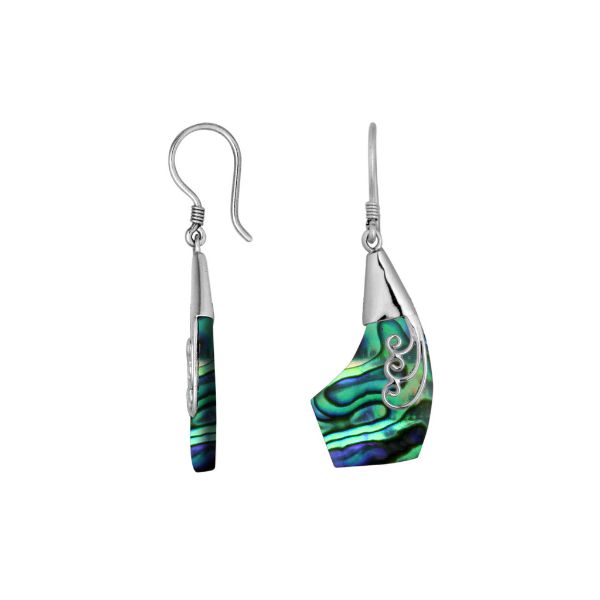 AE-1094-AB Sterling Silver Fancy Earring With Abalone Shell Jewelry Bali Designs Inc 