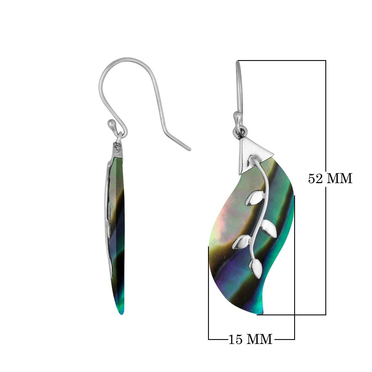 Wholesale Sterling Silver Abalone Shell Leaf Vine Drop Earrings Handcrafted In Bali