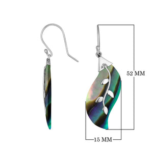 Wholesale Sterling Silver Abalone Shell Leaf Vine Drop Earrings Handcrafted In Bali