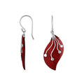 Wholesale sterling silver Red Coral Shell leaf earrings handcrafted in Bali