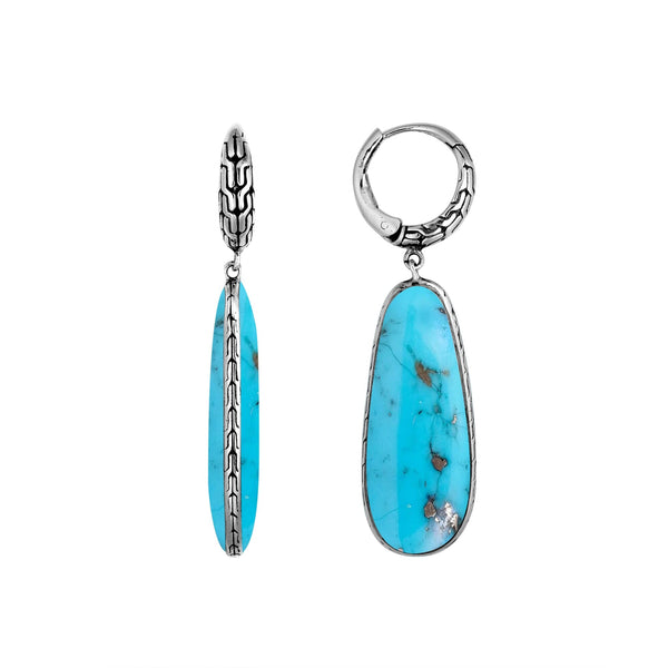 AE-1101-TQ Sterling Silver Earring With Turquoise Shell Jewelry Bali Designs Inc 