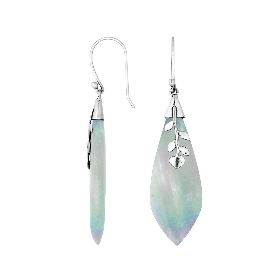 AE-1102-MOP Sterling Silver Pear Shape Earring With Mother Of Pearl Jewelry Bali Designs Inc 