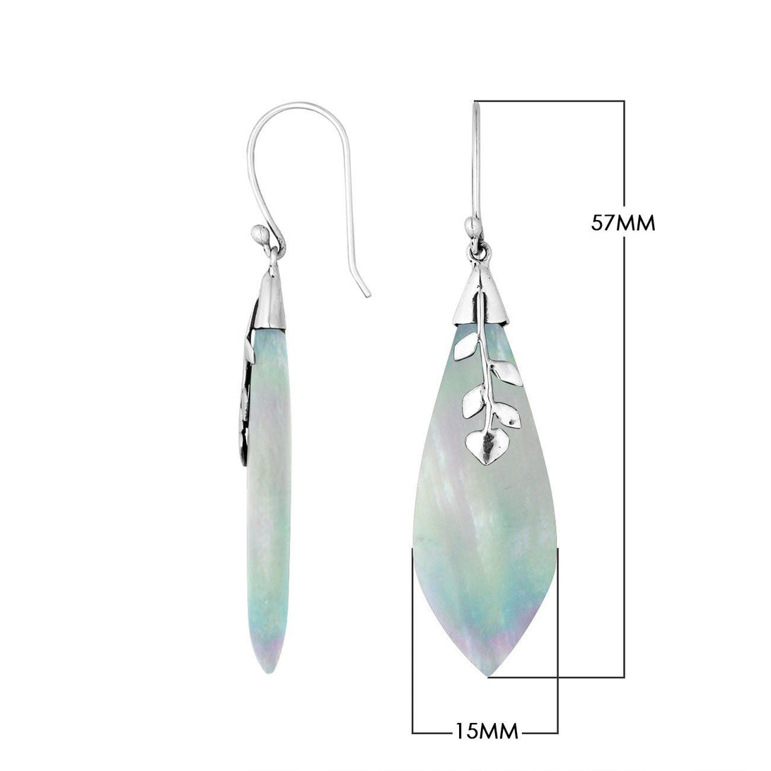 AE-1102-MOP Sterling Silver Pear Shape Earring With Mother Of Pearl Jewelry Bali Designs Inc 