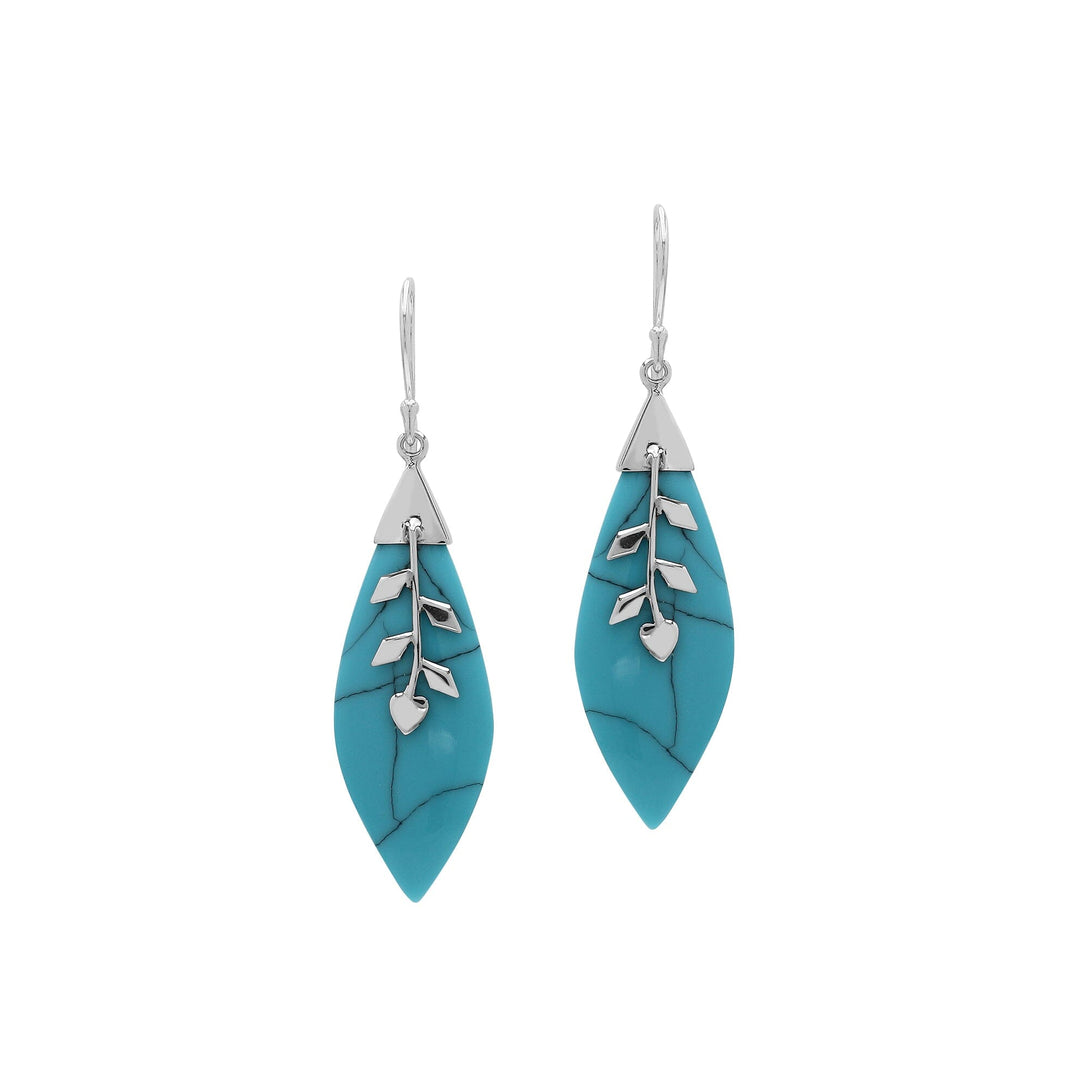 AE-1102-TQ Sterling Silver Pear Shape Earring With Turquoise Shell Jewelry Bali Designs Inc 