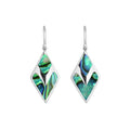 Abalone Shell Silver Diamond Drop Earrings