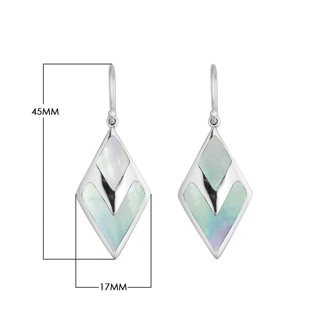 AE-1104-MOP Sterling Silver Fancy Earring With Mother Of Pearl Jewelry Bali Designs Inc 