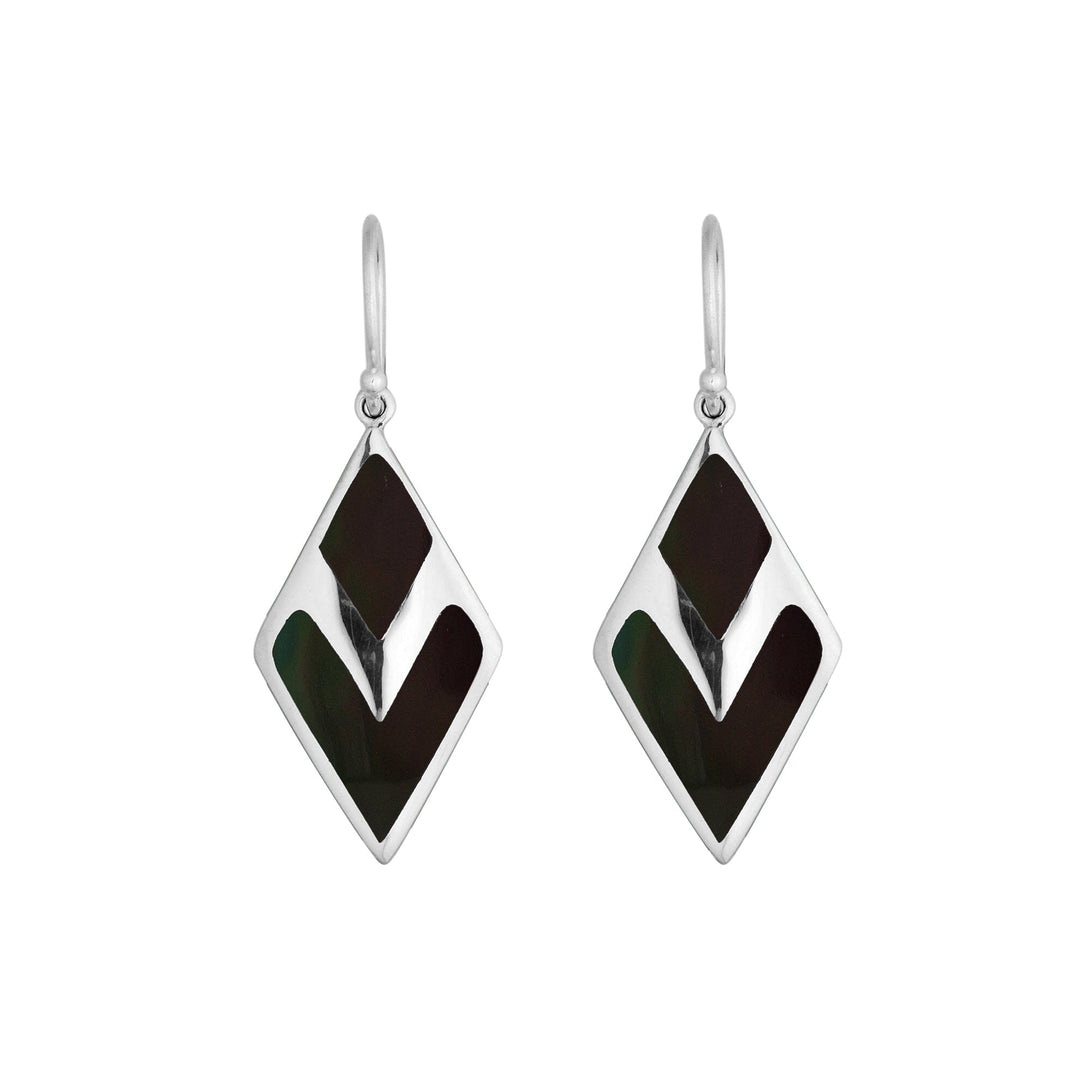 AE-1104-SHB Sterling Silver Fancy Earring With Black Shell Jewelry Bali Designs Inc 