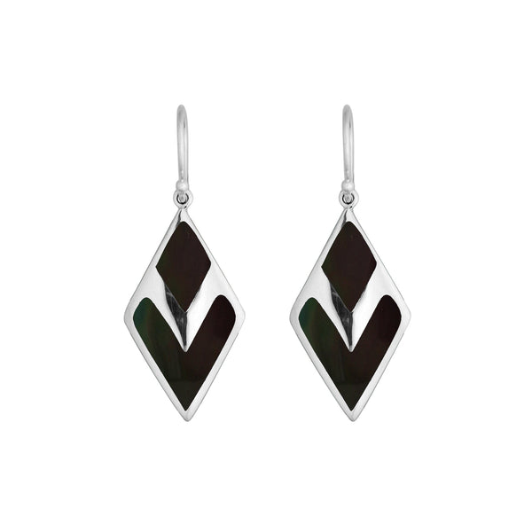 AE-1104-SHB Sterling Silver Fancy Earring With Black Shell Jewelry Bali Designs Inc 