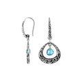 Blue Topaz Quartz Silver Pear Shape Earrings