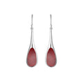Teardrop Sterling Silver Earrings With Red Coral 
