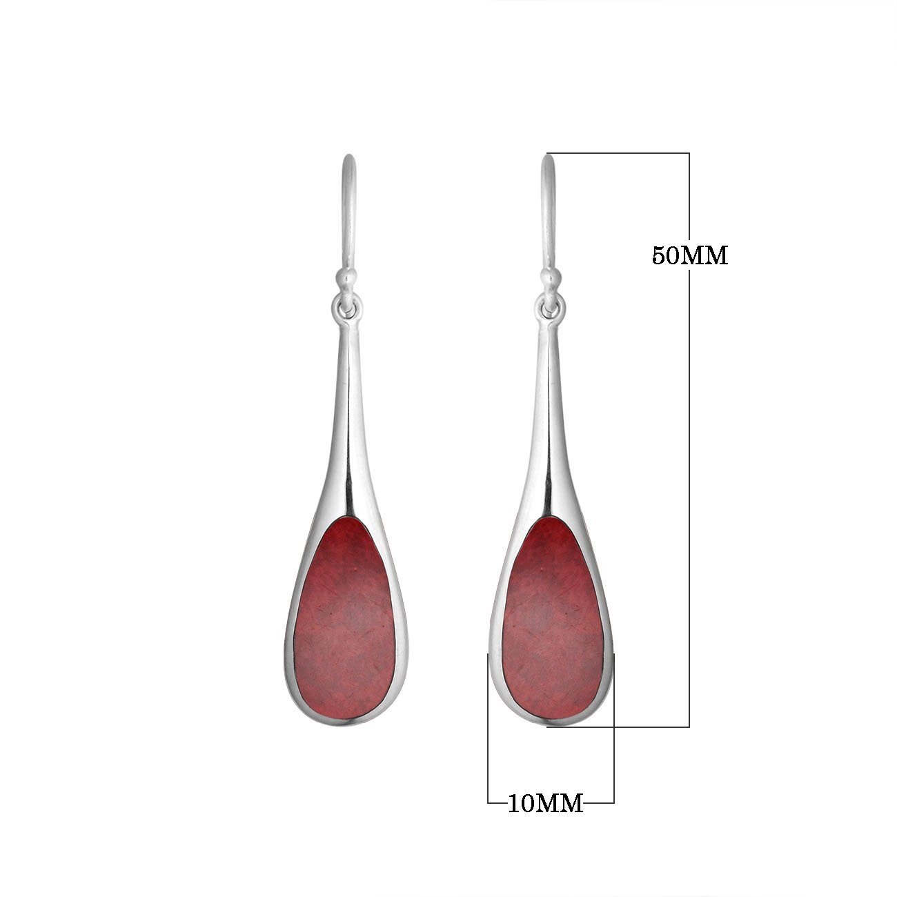 Teardrop Sterling Silver Earrings With Red Coral 