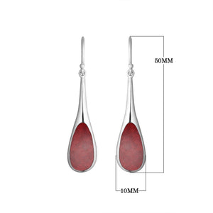 Teardrop Sterling Silver Earrings With Red Coral 
