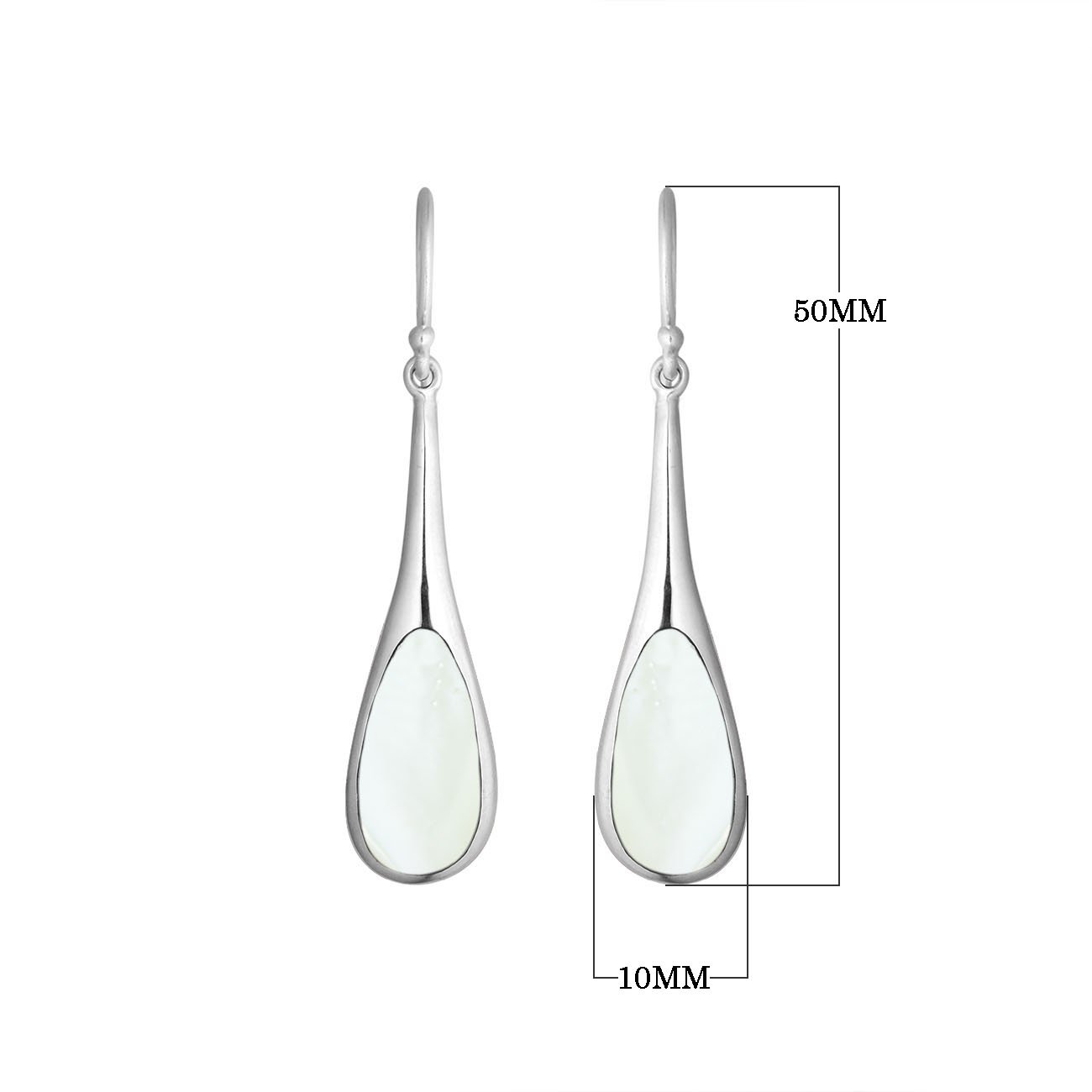 Teardrop Silver Earrings With Mother Of Pearl Inlay