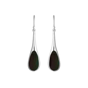 Sterling Silver Teardrop Earrings With Black Shell