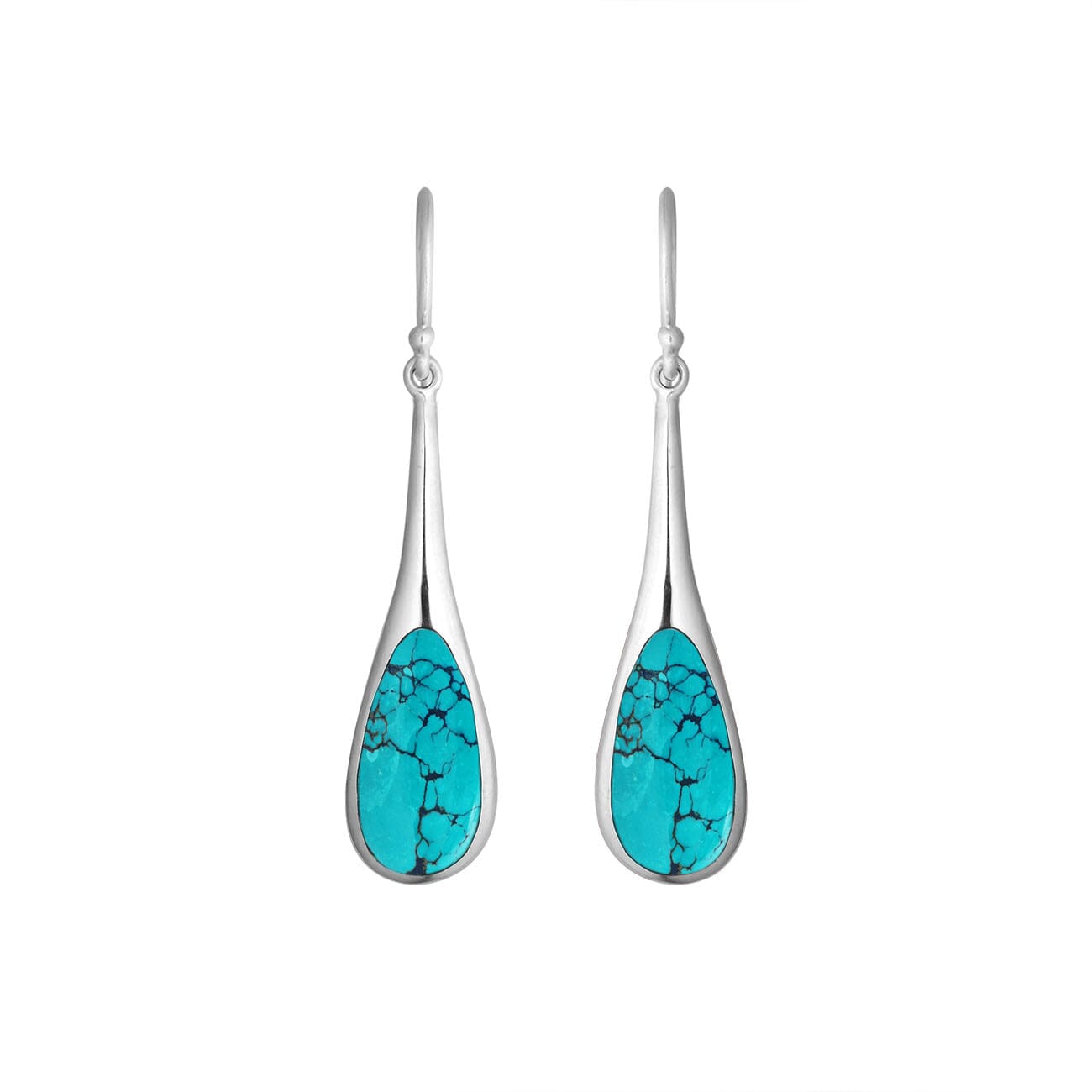 Sterling Silver Teardrop Earrings With Turquoise Shell