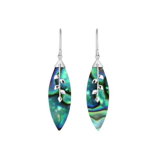 Sterling Silver Leaf Earrings With Abalone Shell