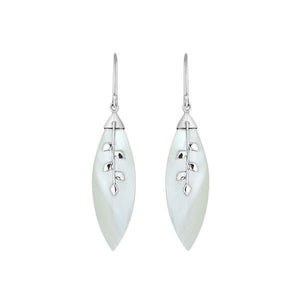 Sterling Silver Leaf Earrings With Mother Of Pearl