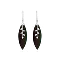 Sterling Silver Leaf Earrings With Black Shell