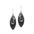 Sterling Silver Leaf Earrings With Black Shell