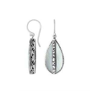 Mother Of Pearl Silver Teardrop Earrings With Earwire For Wholesale