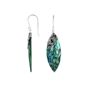 Abalone Shell Silver Leaf Earrings With Earwire For Wholesale