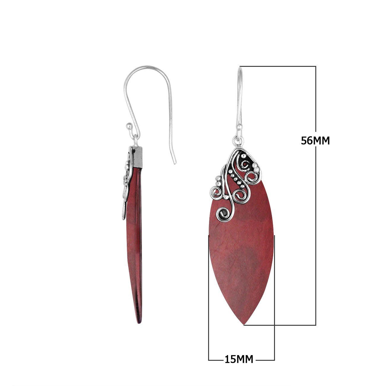 Red Coral Silver Leaf Earrings With Earwire For Wholesale