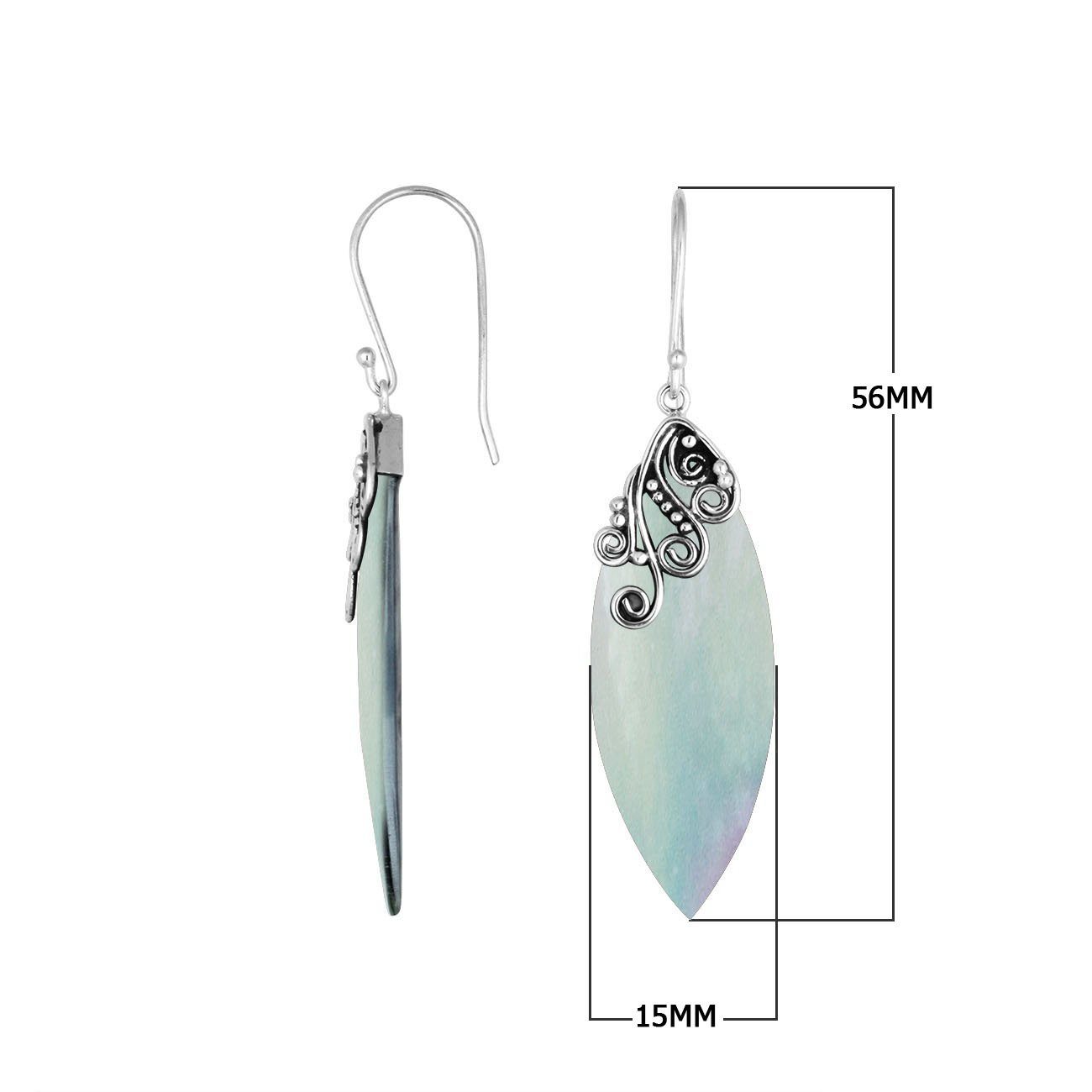 Mother Of Pearl Silver Leaf Earrings With Earwire For Wholesale