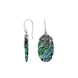 Abalone Shell Silver Oval Earrings With Earwire For Wholesale