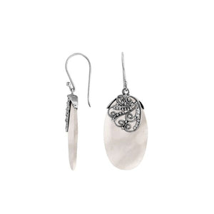 Mother Of Pearl Silver Oval Earrings With Earwire For Wholesale