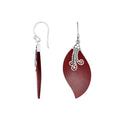 Red Coral Silver Wave Earrings With Earwire For Wholesale