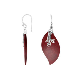 Red Coral Silver Wave Earrings With Earwire For Wholesale