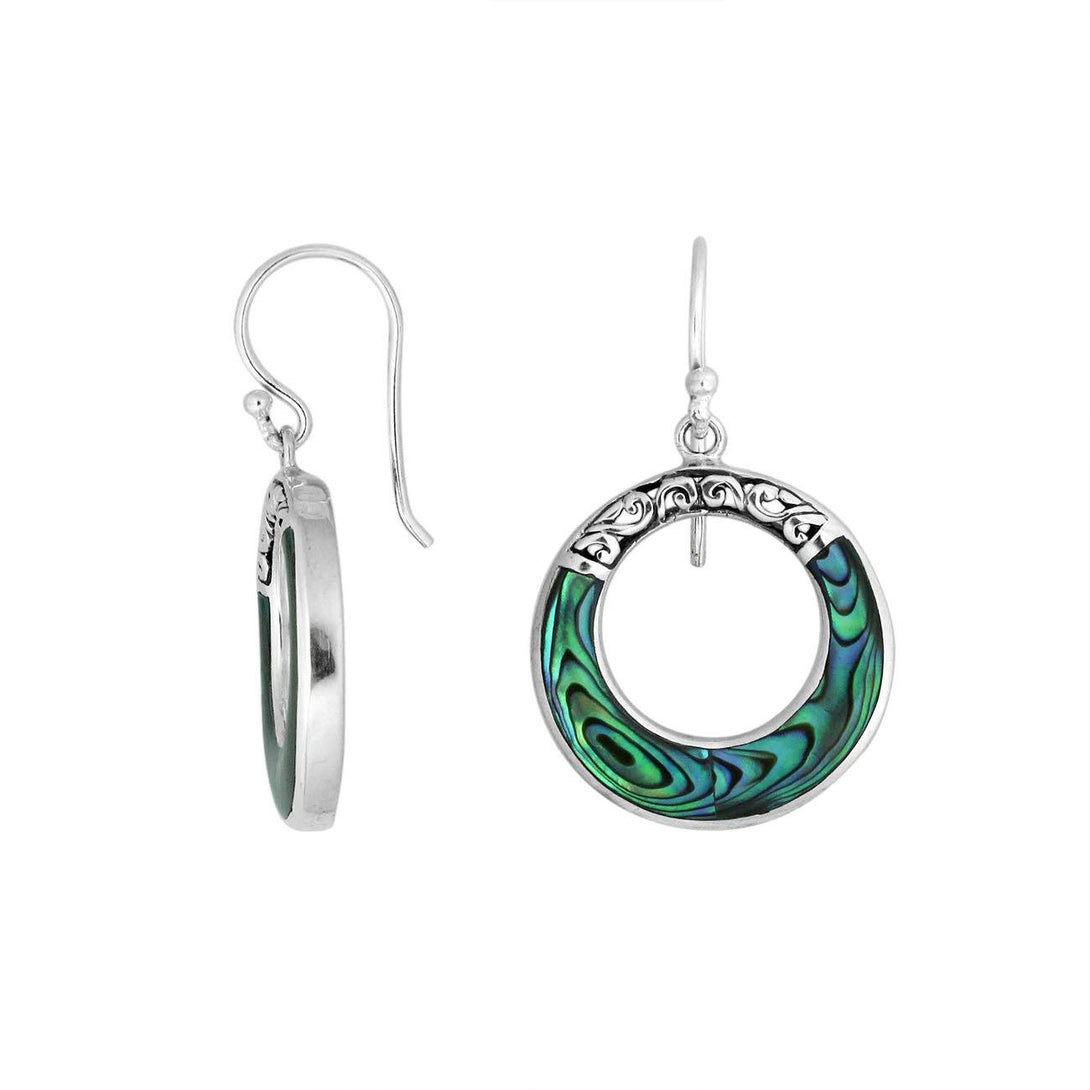 AE-1117-AB Sterling Silver Round Shape Earring With Ablone Shell Jewelry Bali Designs Inc 