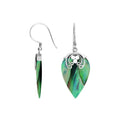 Sterling silver Abalone Shell fancy leaf drop earrings with earwire lock