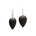 Sterling silver Black Shell teardrop earrings with earwire lock